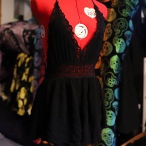 Black with Knit Lace Romper